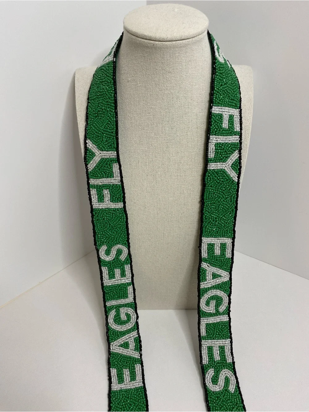 Philadelphia Eagles Lanyard Fly Eagles Fly Logo Beaded Kelly Green With Clips